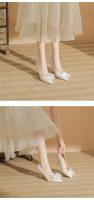 Nuevos tacones altos de las mujeres stiletto moda francesa temperamento boda novia zapatos de las mujeres blanco solo zapatos - details 5