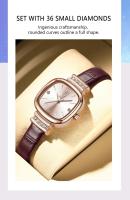 Reloj de Cuarzo de Lujo para Mujer Diseño Cuadrado Correa de Cuero Resistente al Agua - details 5