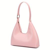 Bolso de hombro de media luna para mujer - Bolso retro para axila con cierre de cremallera, bolso de mano de cuero de grano superior de gran capacidad para desplazamientos y viajes, bolso de mano versátil en café, marrón claro, blanco, rosa, negro - details 7