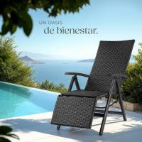 Respaldo Ajustable y Reposapiés, Silla Conjunto Jardín Exterior, Muebles Jardín Exterior Resistentes a Intemperie, Reposabrazos en Madera - marrón - details 23