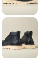 Zapatos de cuero de vaca puro de gama alta zapatos de tablero alto de piel de vaca de primera capa botas de hombre de suela grue - details 8