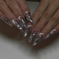 24 Piezas De Uñas Postizas Con Textura Mate De Diamante Rojo Puro Y Forma Almendra Para Uso Diario Y Fiestas Incluye 1 Strip De Rub Y 1 Jel - details 6