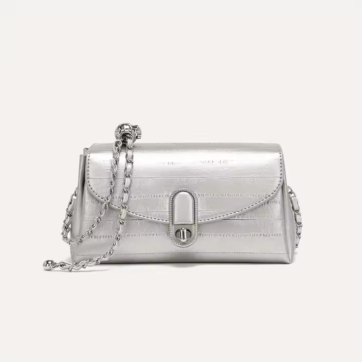 Bolso de cadena plateado, nueva moda, bolso de hombro tipo bandolera para mujer, bolso cuadrado pequeño para ir al trabajo - 1