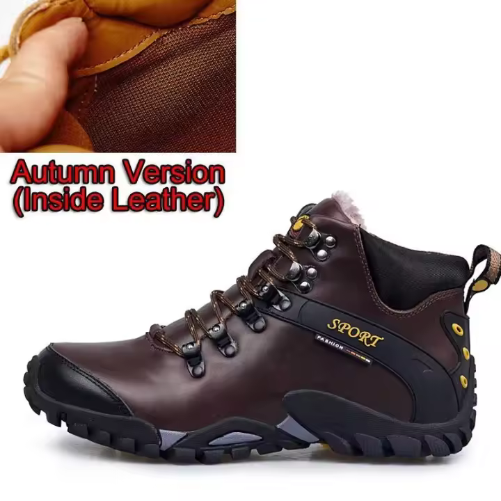 Botas de nieve impermeables para hombre, botines de piel transpirables, zapatos de invierno, novedad - 1