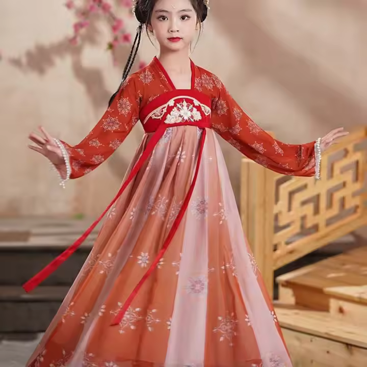 Vestido de baile folclórico chino para niñas, bata de baile Hanfu, Cosplay de dinastía Tang, vestido antiguo, actuación de Cosplay - 1