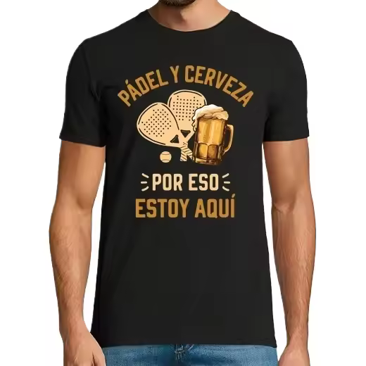 padel y cerveza jugador de padel,Camiseta de Pádel Divertido, ropa para exteriores - 1