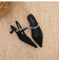 Zapatos clásicos y versátiles de una sola pieza con tacón de aguja negro estilo francés - details 24