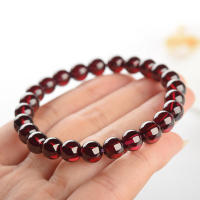 Pulsera de cuentas de piedra de Granada roja Natural para Mujer y hombre, brazaletes con dijes de granate oscuro, Pulseras de regalo de amistad para meditación y Yoga para Mujer - details 4