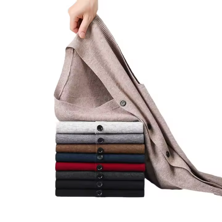 Cómodo vt de punto de moda para hombre con un solo botón para otoño - 1