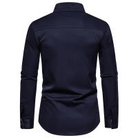 Camisa de Hombre con Bloques de Color a Rayas para Primavera Camisa de Manga Larga para Negocios Casual Blusa Social para Fiesta en Oficina Material Exterior de Poliéster - details 3
