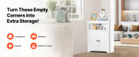 SucceBuy Gabinete de almacenamiento de esquina, gabinete pequeño y estantes ajustables, independiente para sala de estar, cocina, lavandería, baño, blanco - details 0