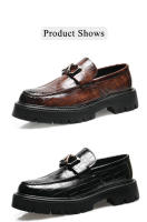 Nuevos zapatos de cuero para hombres, mocasines de plataforma que realzan los zapatos casuales de cuero - details 9