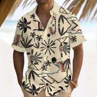 Camisa hawaiana de manga corta con estampado de coco en 3D, ropa de playa informal de verano, camisa holgada de gran tamaño para hombre - details 2