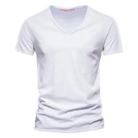 Camiseta de algodón para hombre, cuello en V, diseño de moda, ajustada, sólida, camisetas para hombre, camisetas de manga corta - details 6