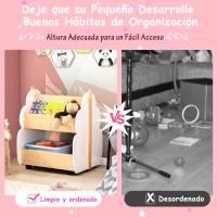 Infantil de Madera con Ruedas, Librería para Niños de 2 Niveles, para Juguetes, Organizador Multifuncional de Libros para Salón, Dormitorio de los Niños (Blanco) - details 3