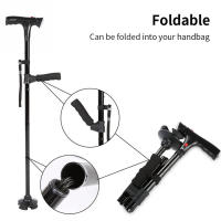 Bastón Plegable Telescópico Con LED Y Alarma Para Ancianos Bastón De Caminar Trusty Sticks Para Padres Y Madres Material De Aluminio Con Punta De Goma - details 1
