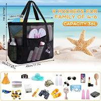 Bolsa De Playa De Malla Grande, ideal para la familia, a prueba de arena y de gran tamaño, plegable, ligera y perfecta para - details 0