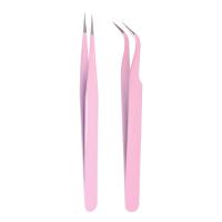 KADS Pinzas rectas y curvadas de acero inoxidable, 2 piezas, herramientas para manicura, diamantes de imitación, lentejuelas - details 1