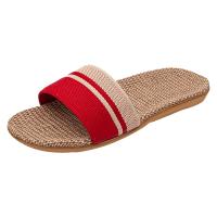 Zapatillas de casa a la moda, chanclas, zapatos de mujer, zapatillas de lino, sandalias de playa, zapatos planos transpirables de verano, sandalias a rayas - details 1