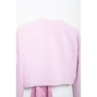 OUWU- Otoño Nuevo Estilo Europeo Y Americano Diseño Sentido Moda Ajustado Corto Seda Satén Textura Arco Traje Chaqueta - details 5