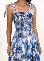 2025 Primavera/Verano ropa de mujer tirando de la correa de cintura elástica gran Swing vestido largo estampado falda niños - details 1