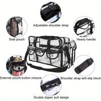Bolsa organizadora de maquillaje Unisex impermeable, transparente, espaciosa, resistente con correa ajustable y bolsillos externos - details 7
