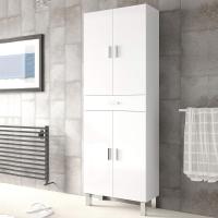 Columna de Baño Grande Mueble de Lavabo de 4 Puertas y Cajón Acabado Blanco Brillante - details 1