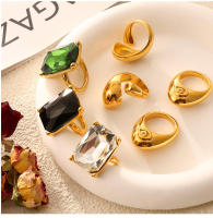INS diseño personalizado Diseño de Diamantes Anillo Geométrico Mujeres Nicho Textura Titanium Maple Chapado en oro Anillo Dedo Índice - details 5