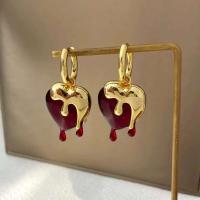 Joyería exquisita de corazón irregular de lujo, tendencia retro, temperamento, pendientes de goteo de resina roja para niñas, regalo para mujer, nuevo - details 0