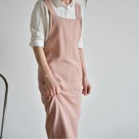 Delantal de cocina transpirable de estilo japonés con bolsillos, vestido largo sin mangas, delantal de trabajo de jardinería de Color sólido, Chef - details 15