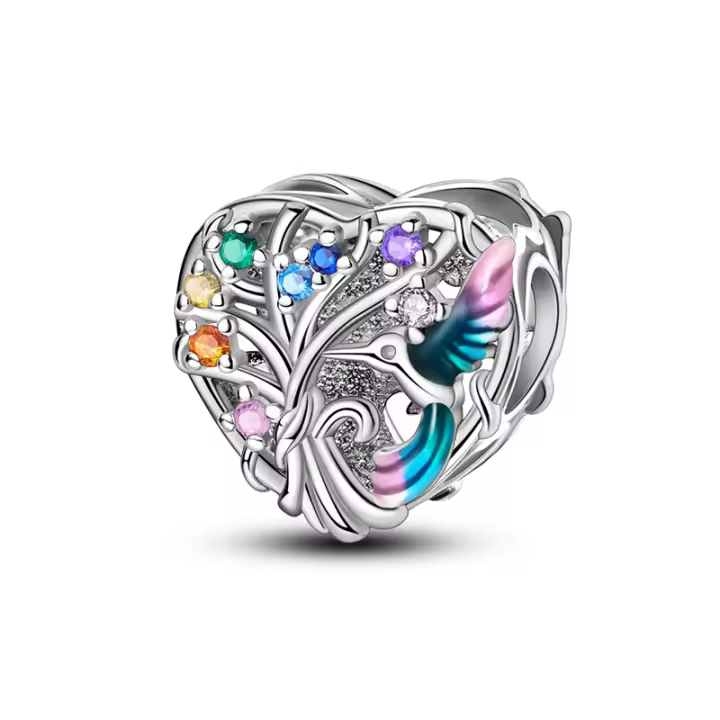 Colgante de Abejero Hummingbird en Plata de Ley 925 Colgante de Piedra Blanca para Damas - 1
