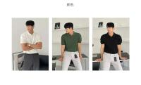 Cuello de gama alta de verano para hombre, top de punto de manga delgada informal, efecto de pérdida de peso, estilo coreano, moda de color sólido - details 0