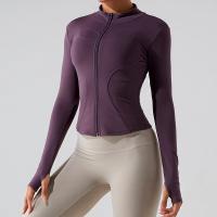 Top de Yoga de manga larga para mujer, chaqueta deportiva ajustada con cuello levantado para entrenamiento para correr, chaqueta deportiva para exteriores - details 2