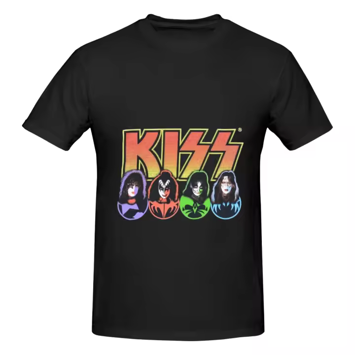 Kiss Face & Icons Camiseta de algodón para hombres y mujeres - 1