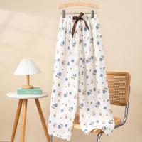 Pijama de algodón con burbujas para mujer, pantalones casuales de verano nuevos para el hogar, estilo delgado, se pueden usar al aire libre, pantalones antimosquitos, pantalones largos sueltos de talla grande - details 5