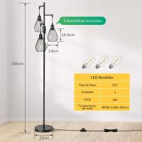 Lámpara de Pie LED Regulable Lámpara de Pie Vintage de 3 Luces con Bombillas E27 - details 19