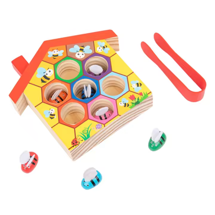 Juguetes Montessori para niños, Juego de Madera con Pinzas,para Aprendizaje de Colores y Habilidades, 3 años - 1