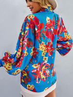 Camisa informal con estampado Vintage para mujer, blusa Retro para mujer, Top de manga larga con solapa y botonadura única, primavera y verano - details 24