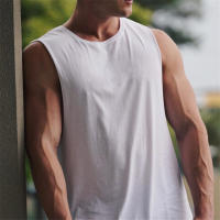 Chaleco deportivo fino de verano para hombre, camiseta de Fitness Simple de Color sólido con cuello redondo, absorbe el sudor y es cómodo - details 6