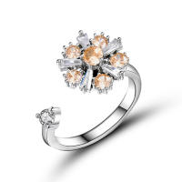 Anillo giratorio de flor de molino de viento con copos de nieve de circonio de cristal a la moda para mujeres y niñas, joyería para fiesta, regalo antiestrés - details 34