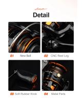 HISTAR-carrete de pesca giratorio, accesorio de fundición larga 5,4: 1, alta relación de 5kg, potencia de arrastre 4 + 1 BB, cuerpo de Metal, profesional - details 10