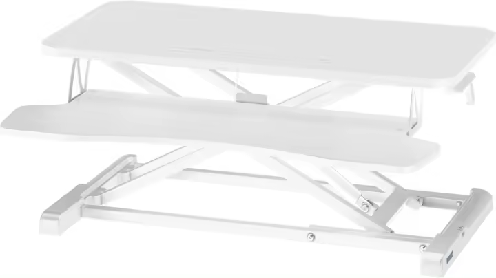 Convertidor de Escritorio Sentado/Pie, Estación de Trabajo de 2 Niveles Ajustable en Altura, con Plataforma de 80x40cm, Elevador Ergonómico, Pantalla de PC, Portátil de hasta 15 kg (Blanco) - 1