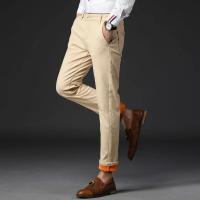 Pantalones de pierna recta de moda coreana para hombre, pantalones informales gruesos térmicos cálidos para nieve, nuevos pantalones de negocios ajustados, invierno - details 7