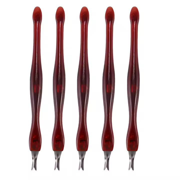 Recortador de tenedor de piel muerta para mujer, cuchillo pelador, removedor de cutículas, herramienta de manicura artística, herramienta de maquillaje, 5 piezas - 1