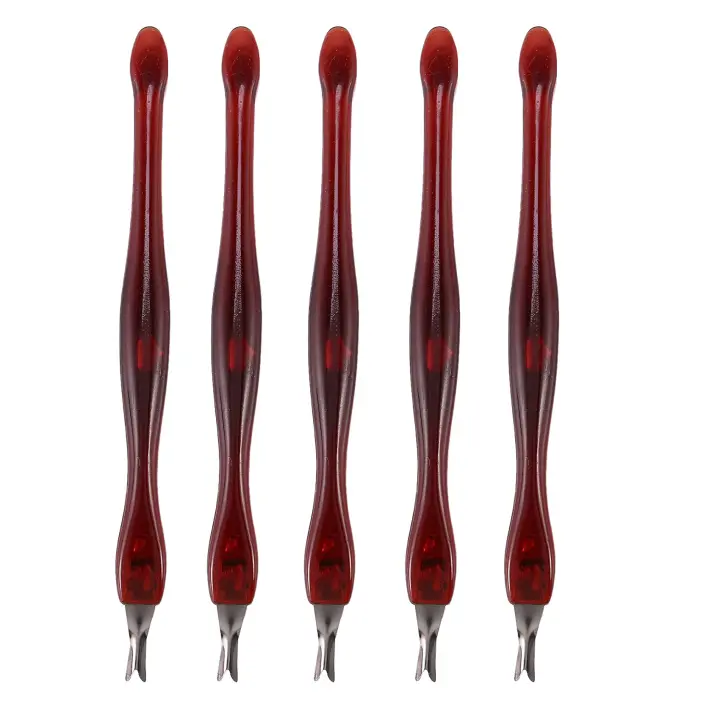 Recortador de tenedor de piel muerta para mujer, cuchillo pelador, removedor de cutículas, herramienta de manicura artística, herramienta de maquillaje, 5 piezas - 1