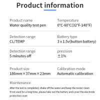Bolígrafo Detector de calidad del agua 5 en 1, medidor de cloro, PH, H2, ORP, TEMP, CL2, probador, multifunción, Monitor de cloro para piscina, Spa - details 49
