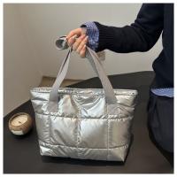 Moda señoras Tote bolsos de gran capacidad de algodón acolchado bolsa de compras rombo bolso portátil acolchado sólido para viajes de ocio - details 21