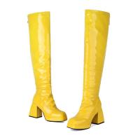 Botas hasta la rodilla de otoño e invierno, tacones súper altos, botas de cuero negro, actuación de pole dance, botas de mujer, cremallera lateral - details 16
