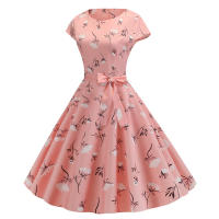 Women summer vintage 1950s 60s big swing party polka dot dress - details 17