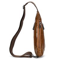 Bolso de pecho de cuero de vaca suave para hombres, paquete de pecho de cuero genuino, bandolera pequeña, bolso antirrobo, café - details 4